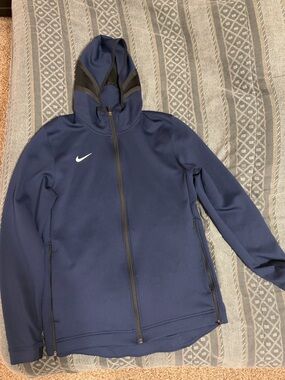 Nike Navy Blue Full-Zip Hooded Athletic Jacket